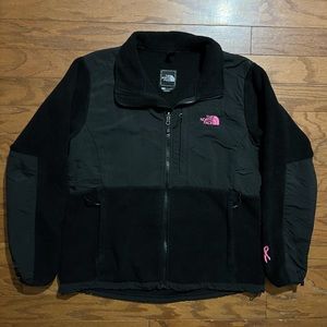 North Face Breast Cancer Awareness Denali Jacket Womens XL Black PolarTec Ribbon